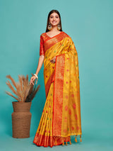 Mimosa Women's Woven Design Banarasi Art Silk Saree With Blouse Piece : SA00001224GDFREE