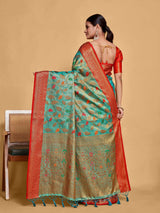 Mimosa Women's Woven Design Banarasi Art Silk Saree With Blouse Piece : SA00001223SFFREE