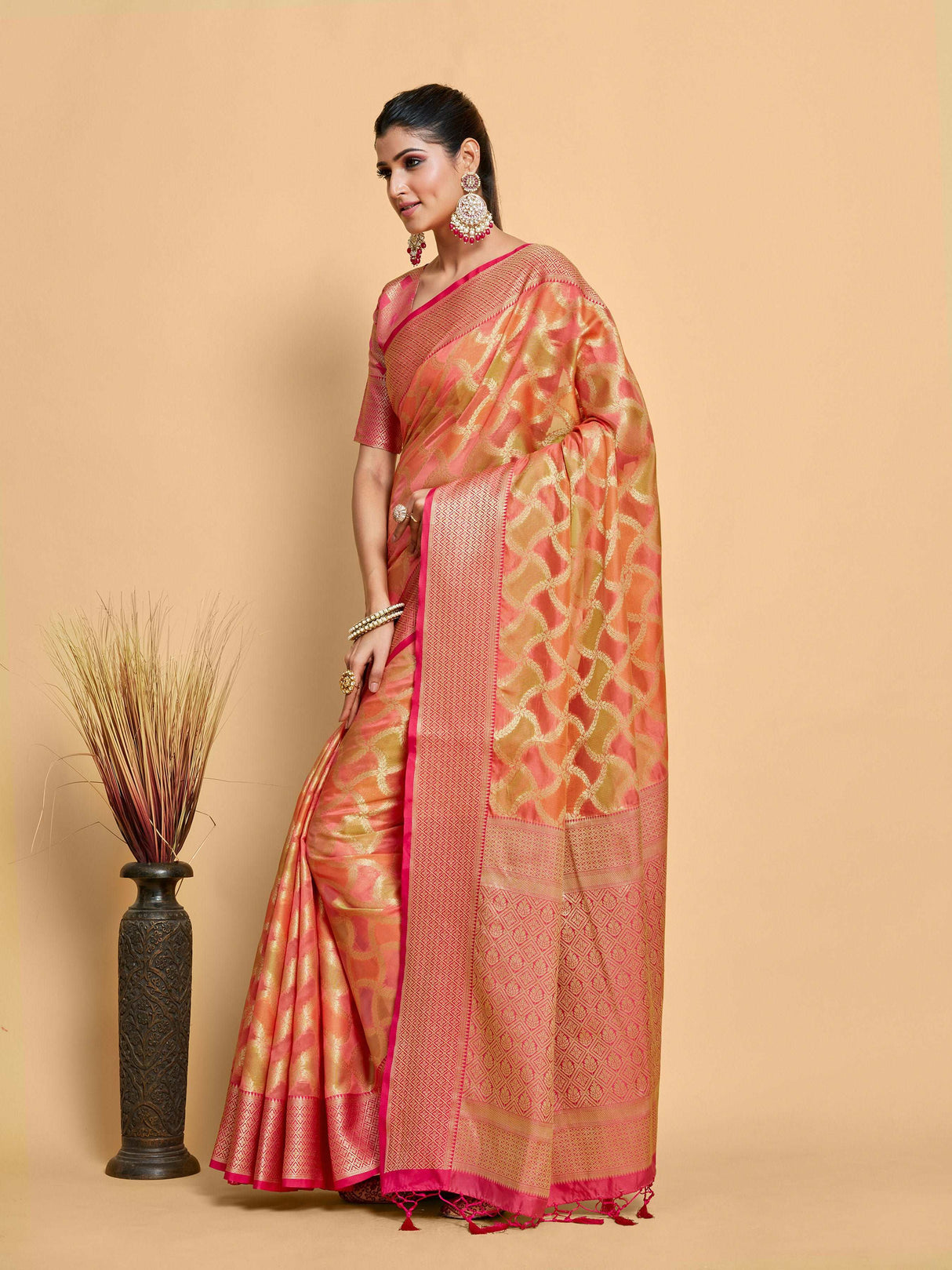 Mimosa Women's Woven Design Banarasi Art Silk Saree With Blouse Piece : SA00001212STFREE