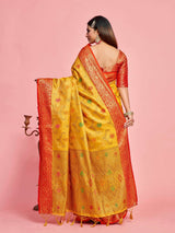 Mimosa Women's Woven Design Banarasi Art Silk Saree With Blouse Piece : SA00001226GDFREE