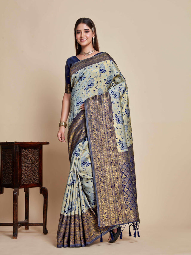 Mimosa Women's Woven Design Kanjivaram Art Silk Saree With Blouse Piece : SA00001101NV