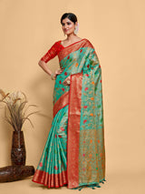 Mimosa Women's Woven Design Banarasi Art Silk Saree With Blouse Piece : SA00001225SFFREE