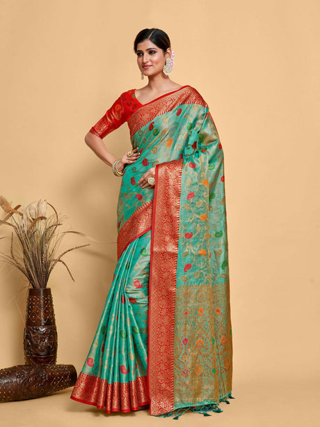 Mimosa Women's Woven Design Banarasi Art Silk Saree With Blouse Piece : SA00001225SFFREE