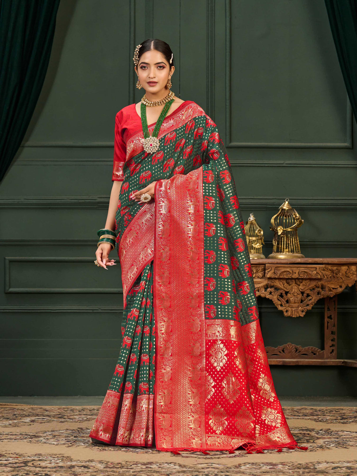 Mimosa Women's Woven Design Kanjivaram Art Silk Saree With Blouse Piece : SA0000901BG