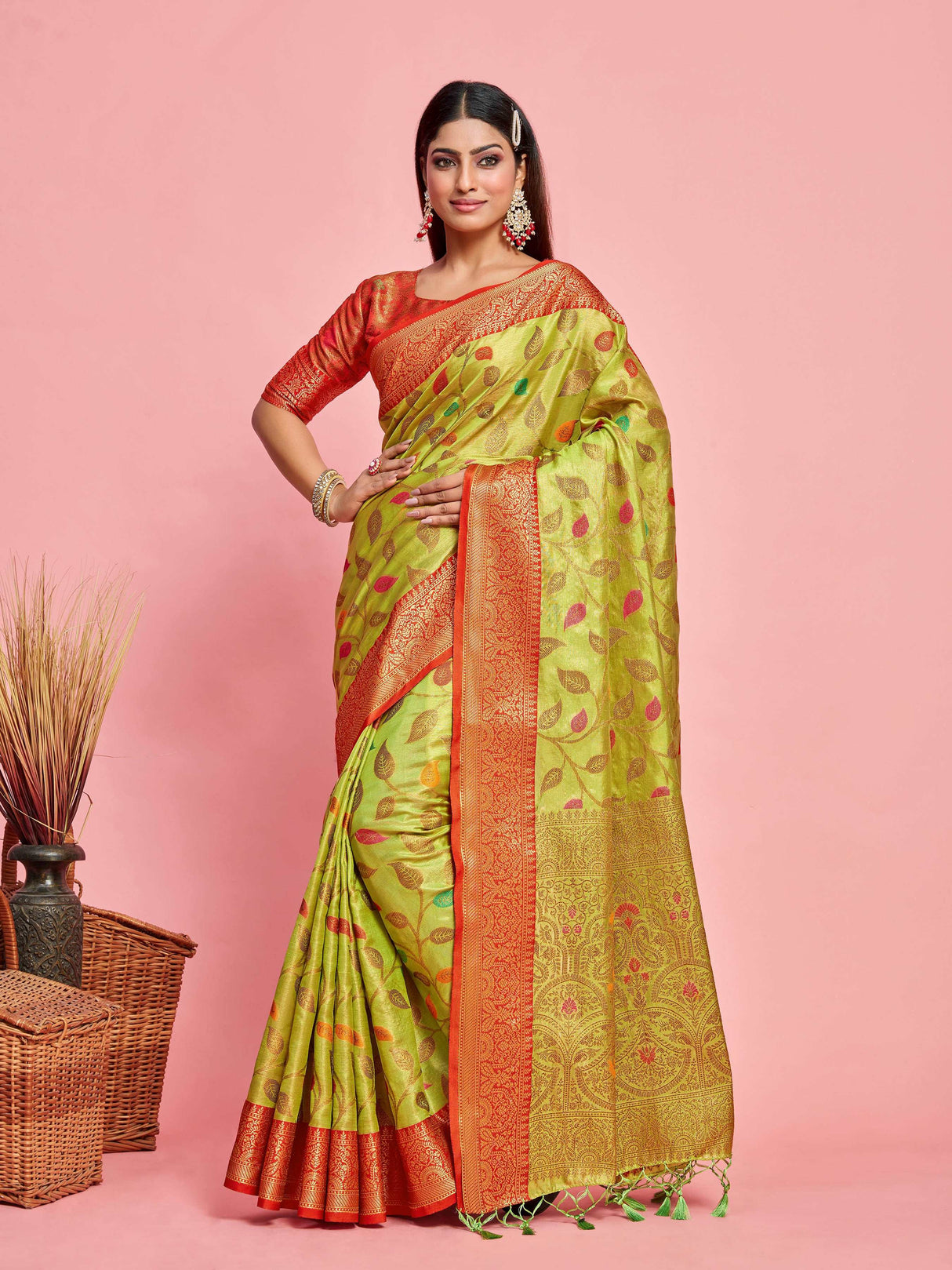 Mimosa Women's Woven Design Banarasi Art Silk Saree With Blouse Piece : SA00001225OLFREE