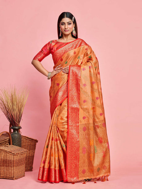 Mimosa Women's Woven Design Banarasi Art Silk Saree With Blouse Piece : SA00001224PCFREE