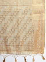 Mimosa Womens Art Silk Saree Kasavu Cream Color