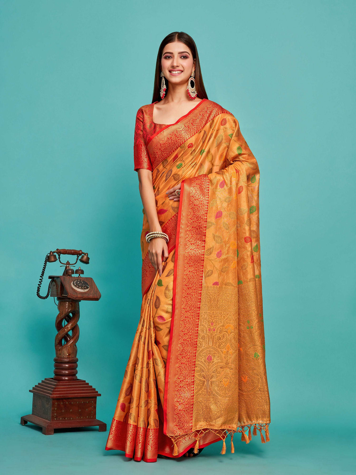 Mimosa Women's Woven Design Banarasi Art Silk Saree With Blouse Piece : SA00001223PCFREE