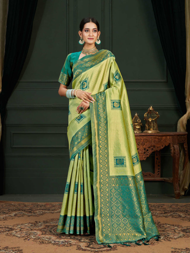 Mimosa Women's Woven Design Kanjivaram Art Silk Saree With Blouse Piece : SA0000898RM