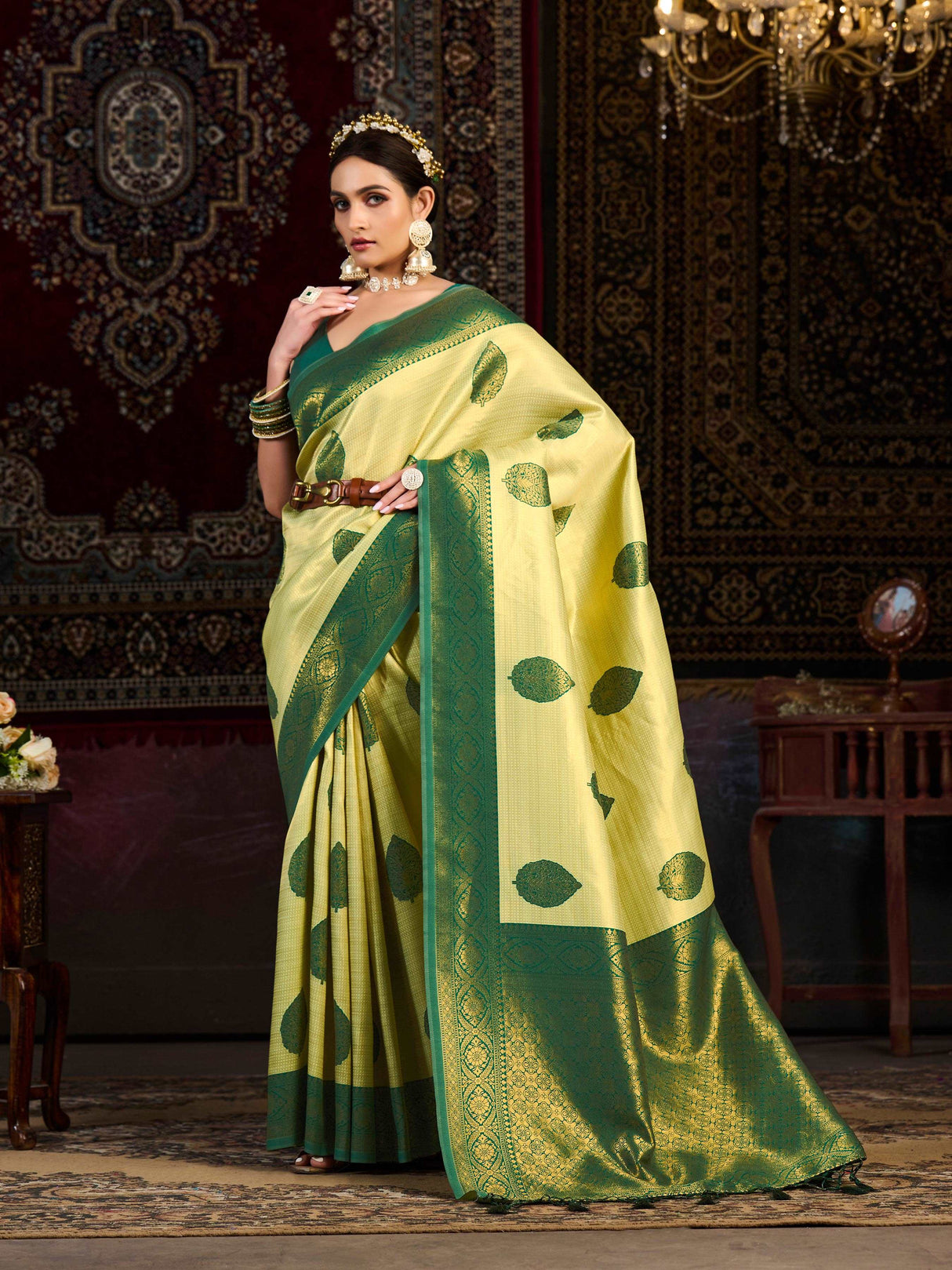 Mimosa Women's Woven Design Kanjivaram Art Silk Saree With Blouse Piece : SA0000900PS