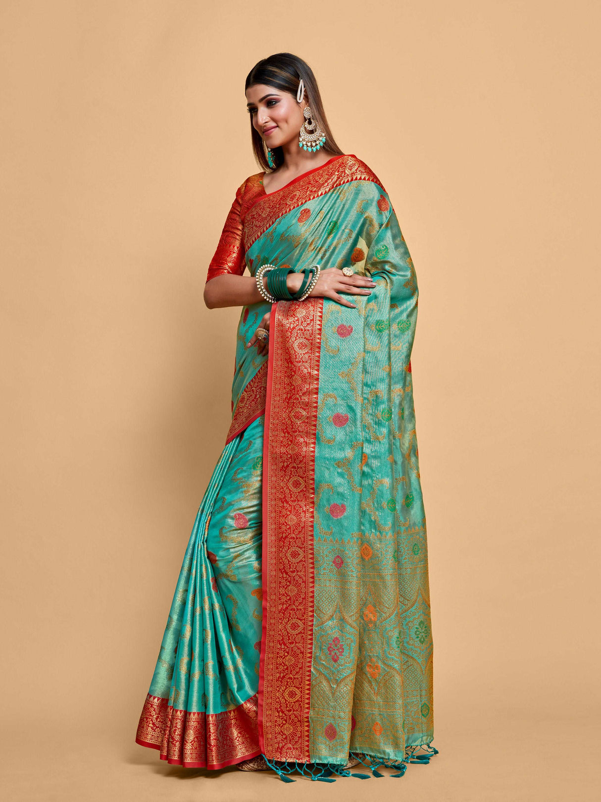 Mimosa Women's Woven Design Banarasi Art Silk Saree With Blouse Piece : SA00001226SFFREE