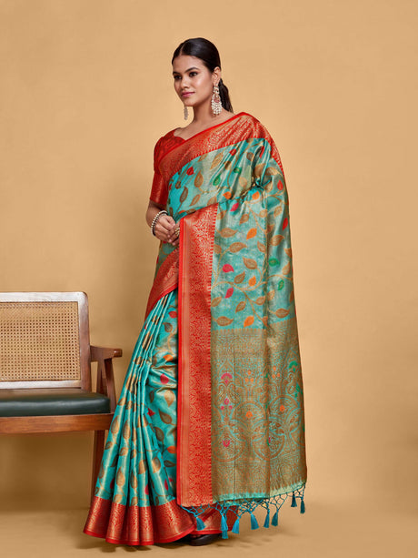 Mimosa Women's Woven Design Banarasi Art Silk Saree With Blouse Piece : SA00001223SFFREE