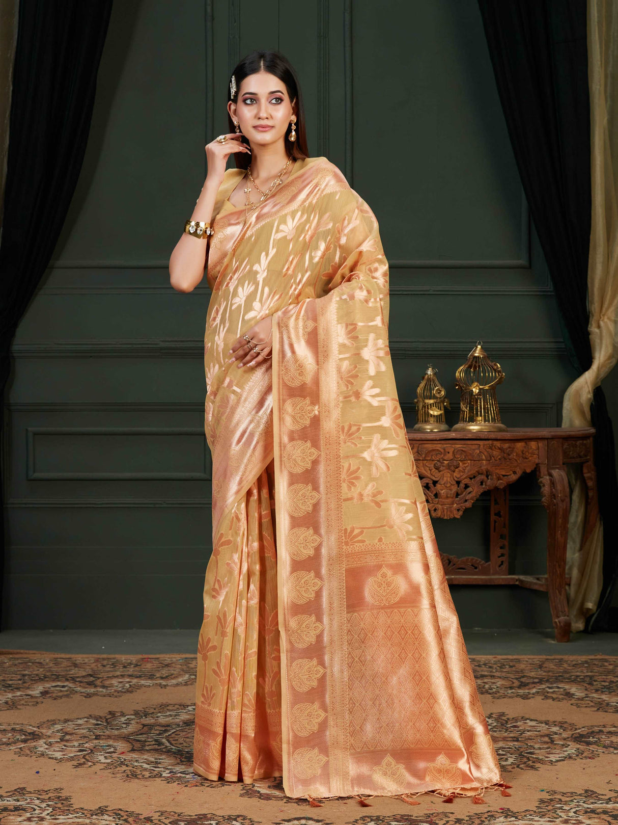 Mimosa Women's Woven Design Banarasi Art Silk Saree With Blouse Piece : SA0000871TS