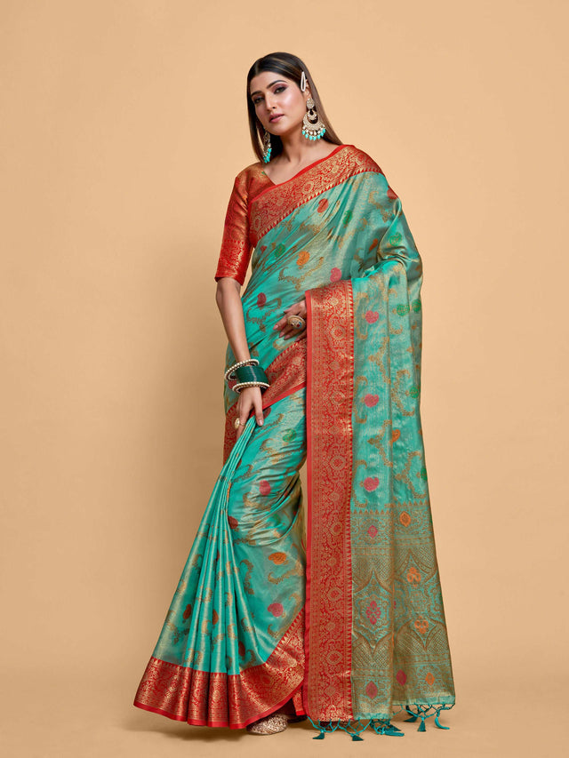 Mimosa Women's Woven Design Banarasi Art Silk Saree With Blouse Piece : SA00001226SFFREE