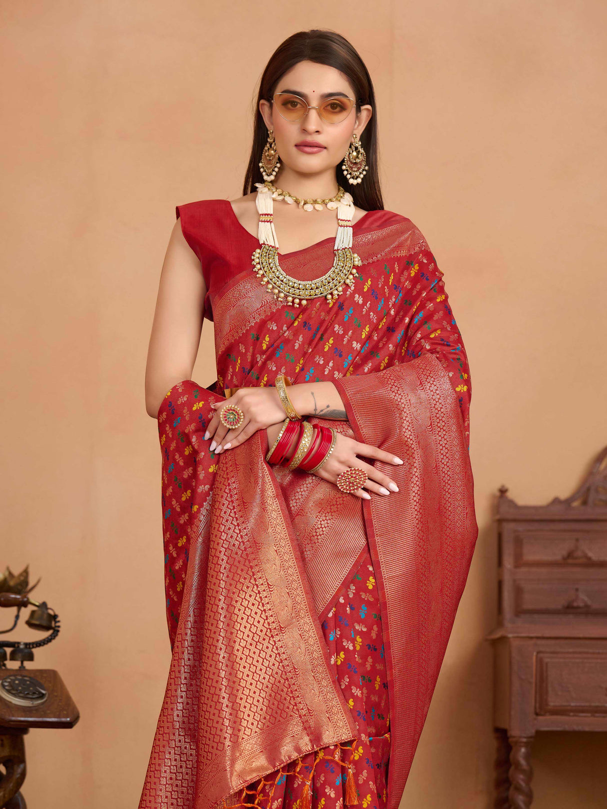 Mimosa Women's Woven Design Kanjivaram Art Silk Saree With Blouse Piece : SA0000908MR