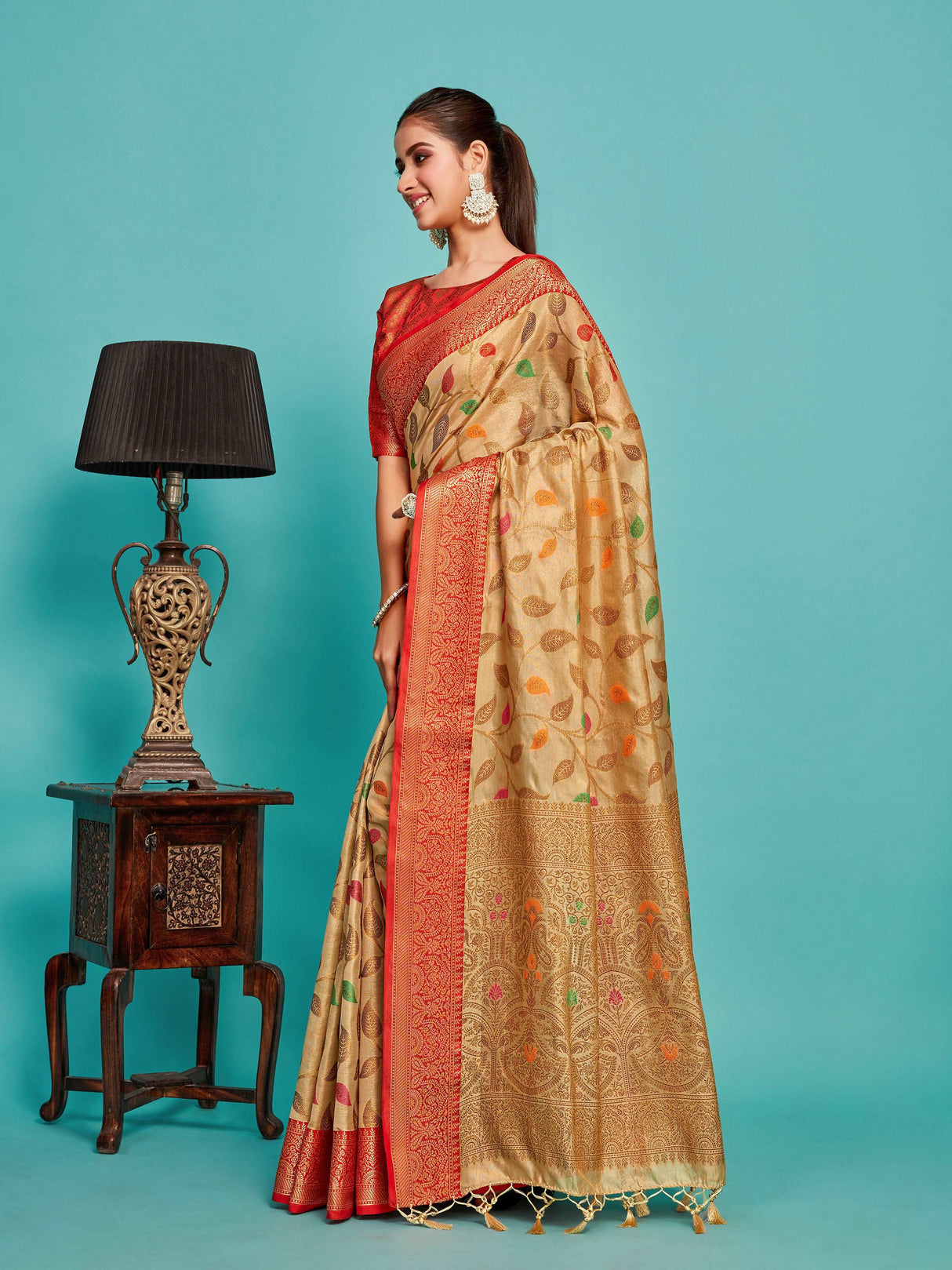 Mimosa Women's Woven Design Banarasi Art Silk Saree With Blouse Piece : SA00001223TSFREE