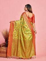 Mimosa Women's Woven Design Banarasi Art Silk Saree With Blouse Piece : SA00001225OLFREE