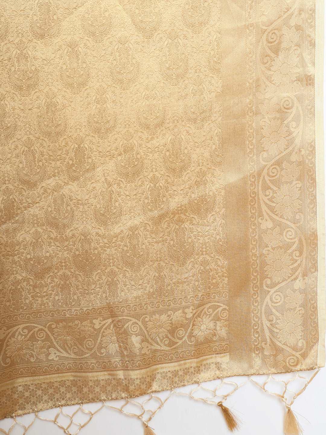 Mimosa Womens Art Silk Saree Kasavu Cream Color