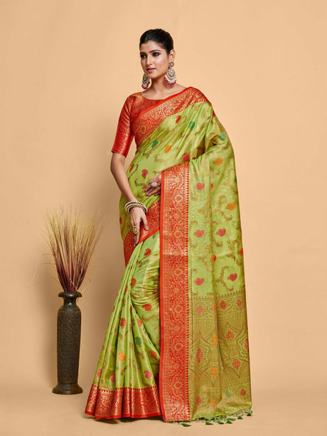 Mimosa Women's Woven Design Banarasi Art Silk Saree With Blouse Piece : SA00001226OLFREE