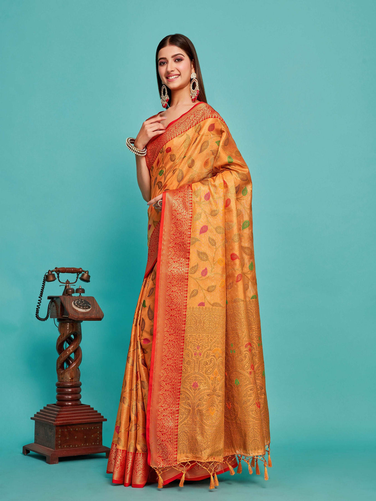 Mimosa Women's Woven Design Banarasi Art Silk Saree With Blouse Piece : SA00001223PCFREE