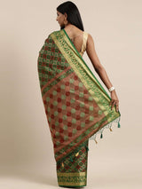 Mimosa Womens Art Silk Saree Patola BGreen Color