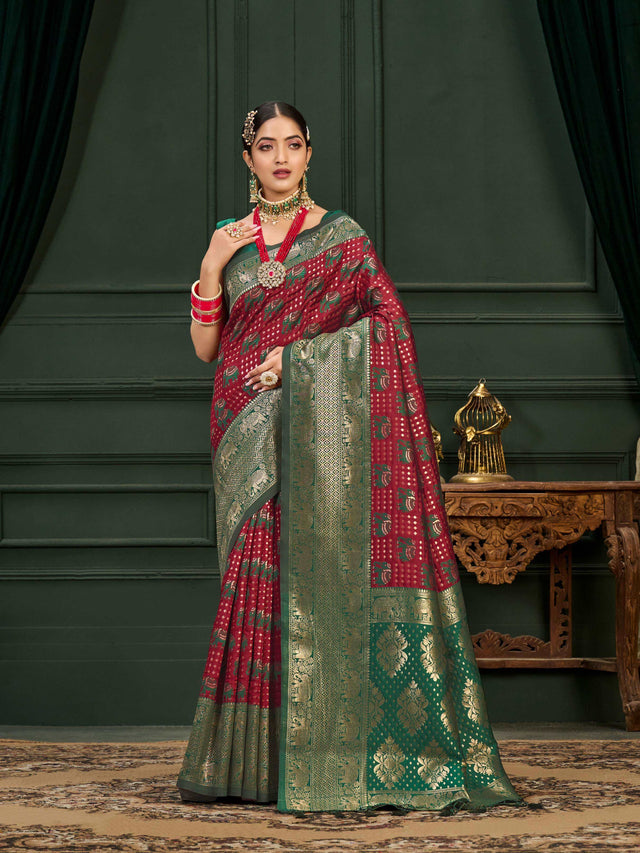 Mimosa Women's Woven Design Kanjivaram Art Silk Saree With Blouse Piece : SA0000901MR