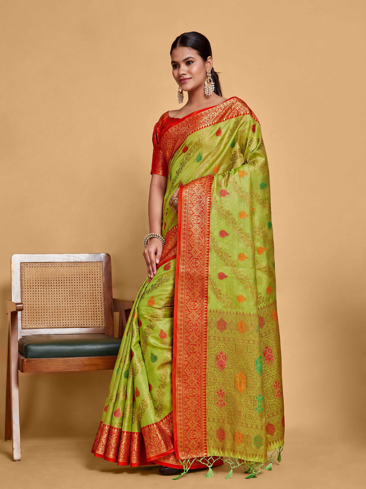 Mimosa Women's Woven Design Banarasi Art Silk Saree With Blouse Piece : SA00001224OLFREE