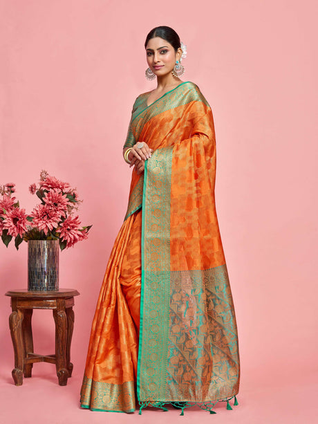 Mimosa Women's Woven Design Kanjivaram Art Silk Saree With Blouse Piece : SA00001228PCFREE