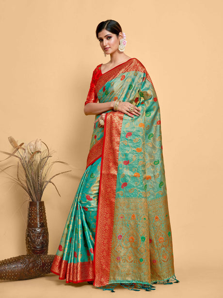 Mimosa Women's Woven Design Banarasi Art Silk Saree With Blouse Piece : SA00001225SFFREE