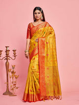 Mimosa Women's Woven Design Banarasi Art Silk Saree With Blouse Piece : SA00001226GDFREE