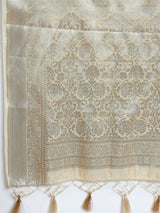 Mimosa Womens Art Silk Saree Kasavu Cream Color