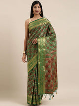 Mimosa Womens Art Silk Saree Patola BGreen Color