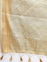 Mimosa Womens Art Silk Saree Kasavu Cream Color