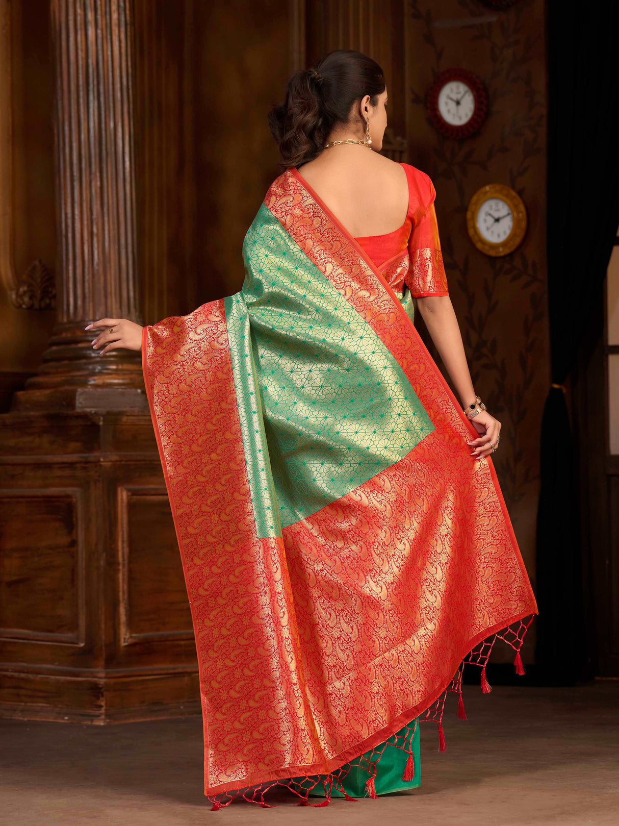 Mimosa Women's Woven Design Kanjivaram Art Silk Saree With Blouse Piece : SA0000892RM