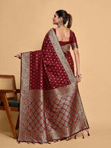 Mimosa Women's Woven Design Kanjivaram Art Silk Saree With Blouse Piece : SA00001222MRFREE