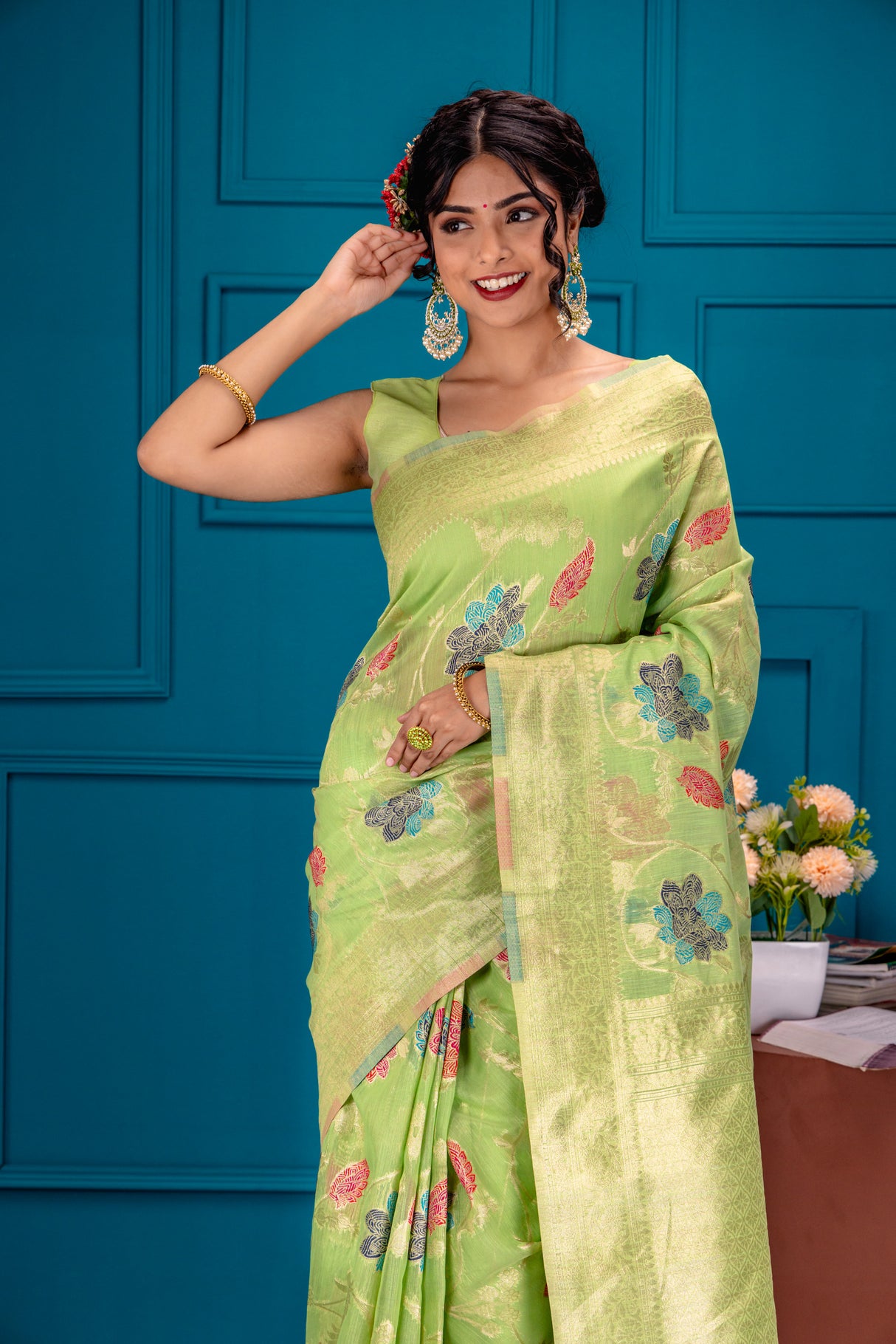 Mimosa Women's Woven Design Banarasi Style Art Silk Saree With Blouse Piece : SA00001597PSFREE