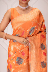 Mimosa Women's Woven Design Banarasi Style Art Silk Saree With Blouse Piece : SA00001597PCFREE