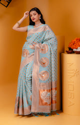 Mimosa Women's Woven Design Banarasi Style Art Silk Saree With Blouse Piece : SA00001808ANFREE