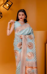 Mimosa Women's Woven Design Banarasi Style Art Silk Saree With Blouse Piece : SA00001808ANFREE