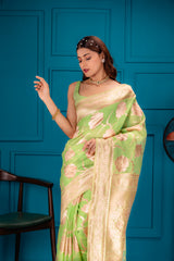 Mimosa Women's Woven Design Banarasi Style Art Silk Saree With Blouse Piece : SA00001764PSFREE