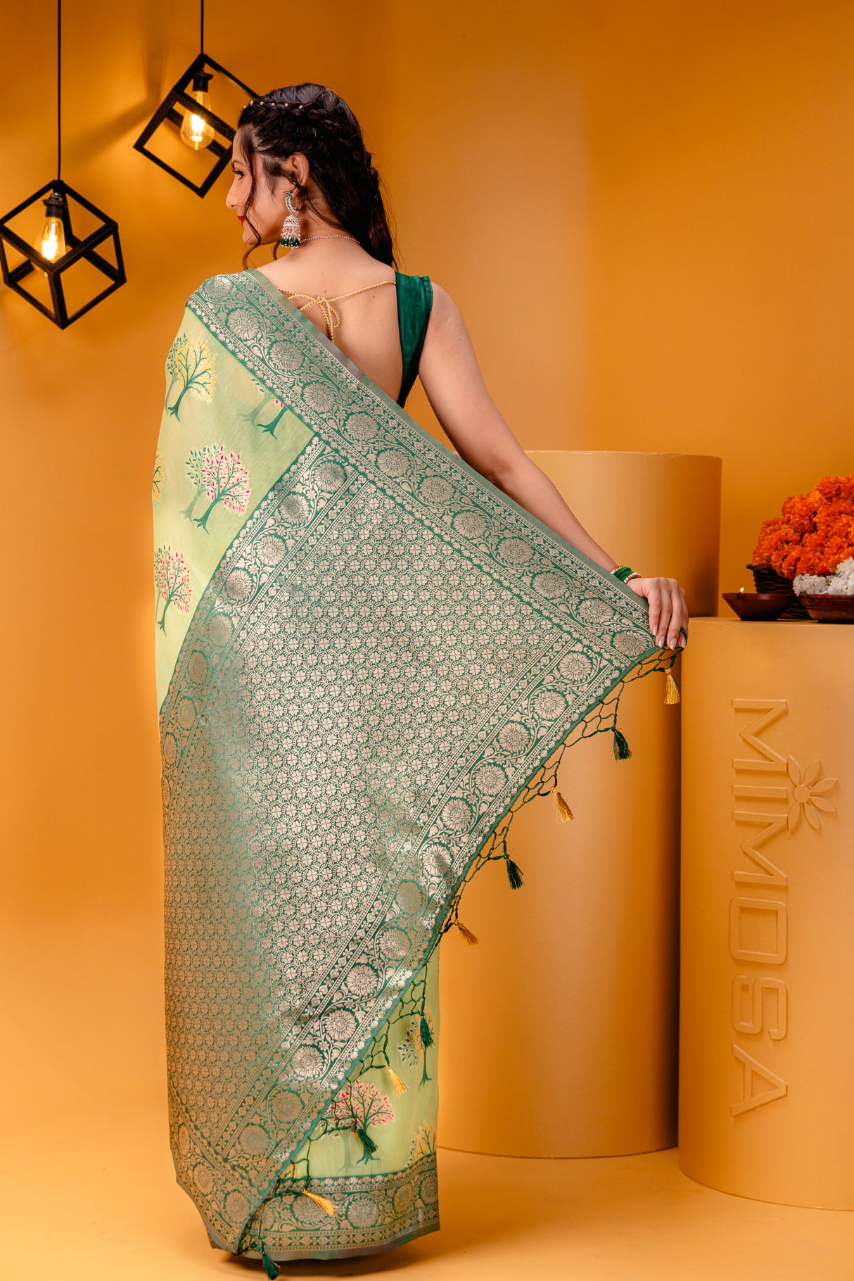 Mimosa Women's Woven Design Banarasi Style Art Silk Saree With Blouse Piece : SA00001580PSFREE