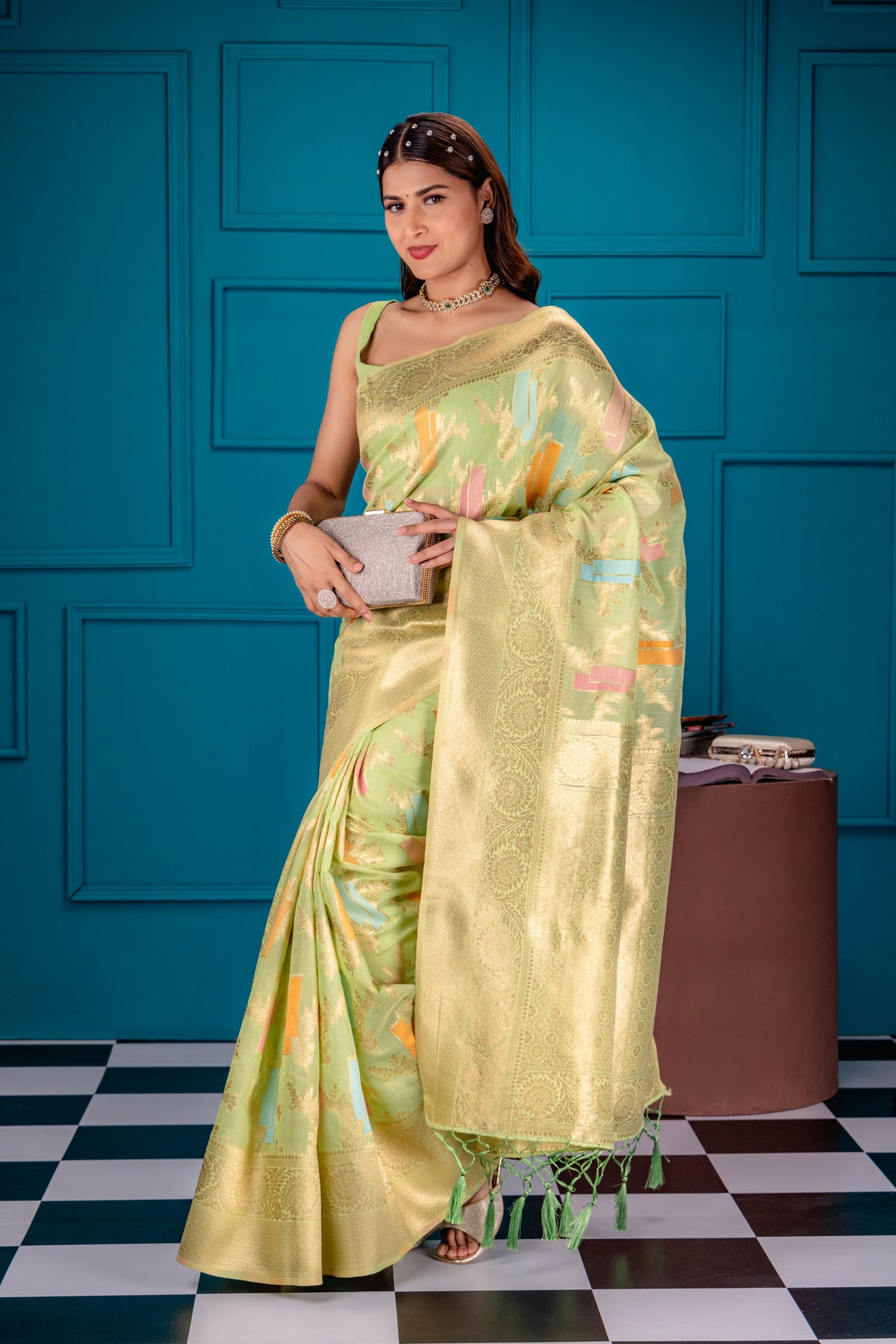 Mimosa Women's Woven Design Banarasi Style Art Silk Saree With Blouse Piece : SA00001768PSFREE