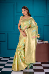 Mimosa Women's Woven Design Banarasi Style Art Silk Saree With Blouse Piece : SA00001768PSFREE