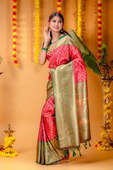 Mimosa Women's Woven Design Kanjivaram Style Art Silk Saree With Blouse Piece : SA00001609RNFREE