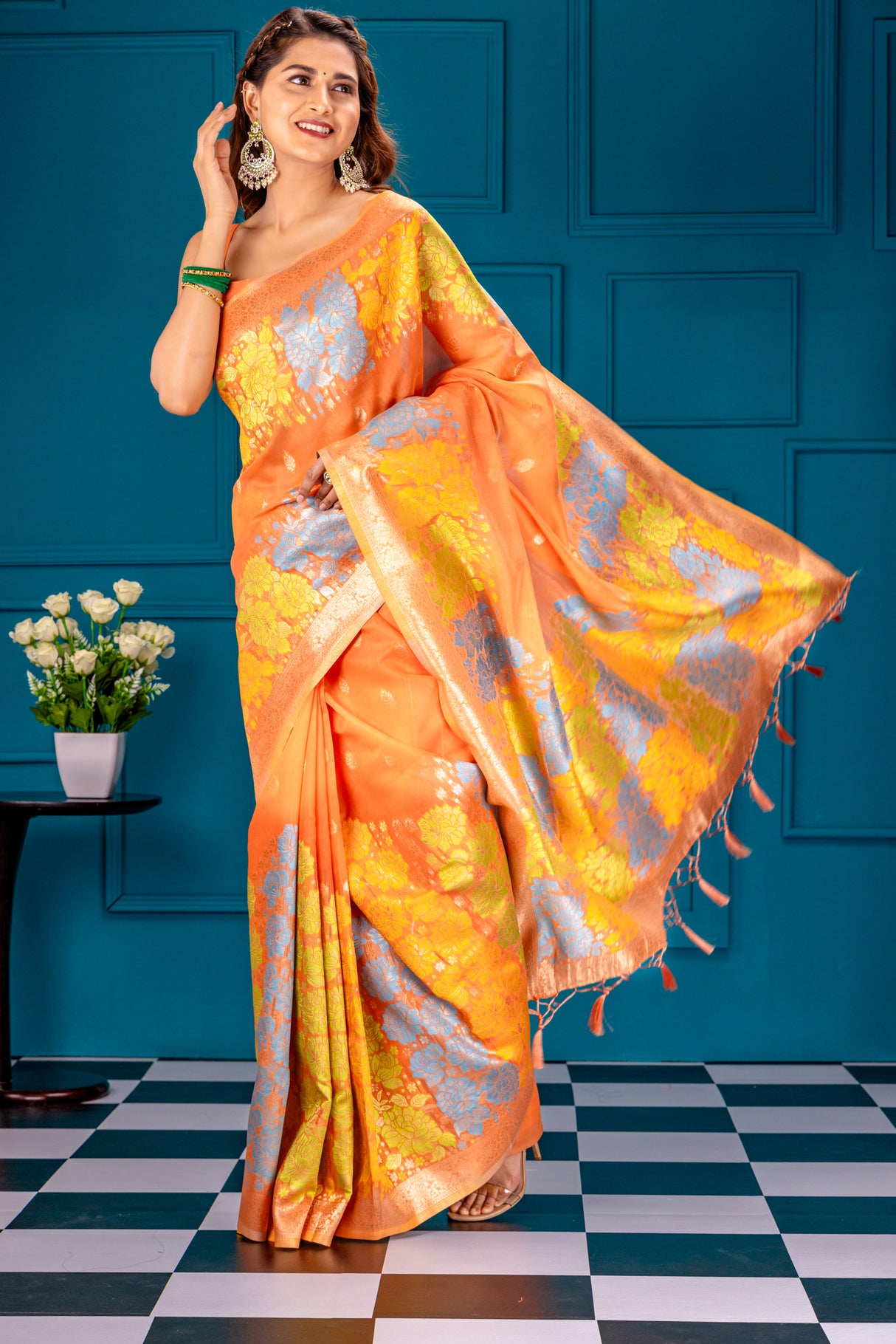 Mimosa Women's Woven Design Banarasi Style Art Silk Saree With Blouse Piece : SA00001730PCFREE