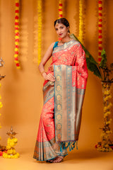 Mimosa Women's Woven Design Kanjivaram Style Art Silk Saree With Blouse Piece : SA00001608GJFREE
