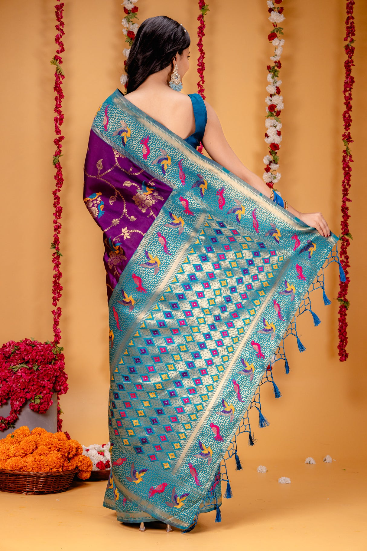 Mimosa Women's Woven Design Kanjivaram Style Art Silk Saree With Blouse Piece : SA00001605MJFREE