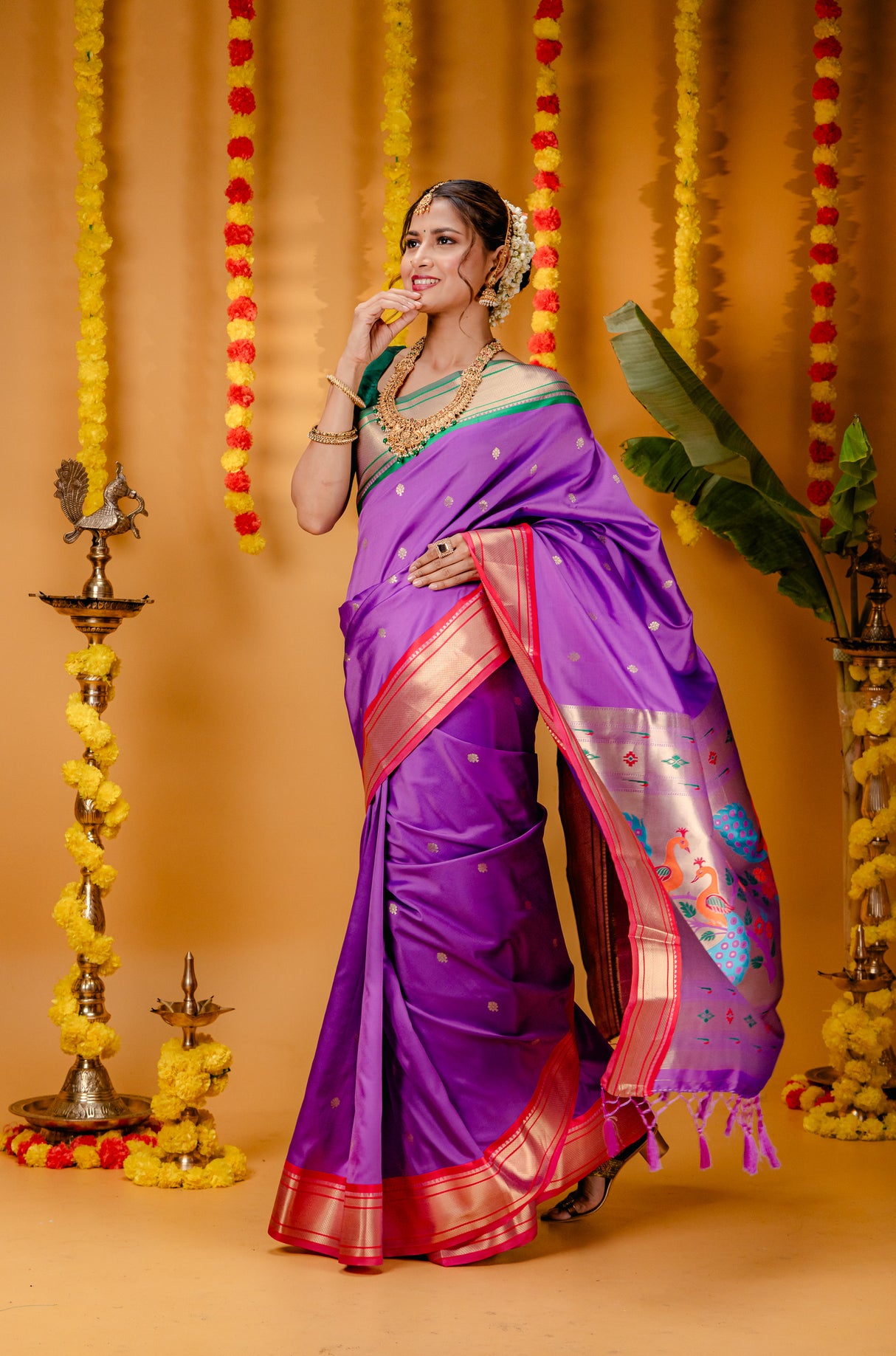 Mimosa Women's Woven Design Paithani Style Art Silk Saree With Blouse Piece : SA00001696LVFREE