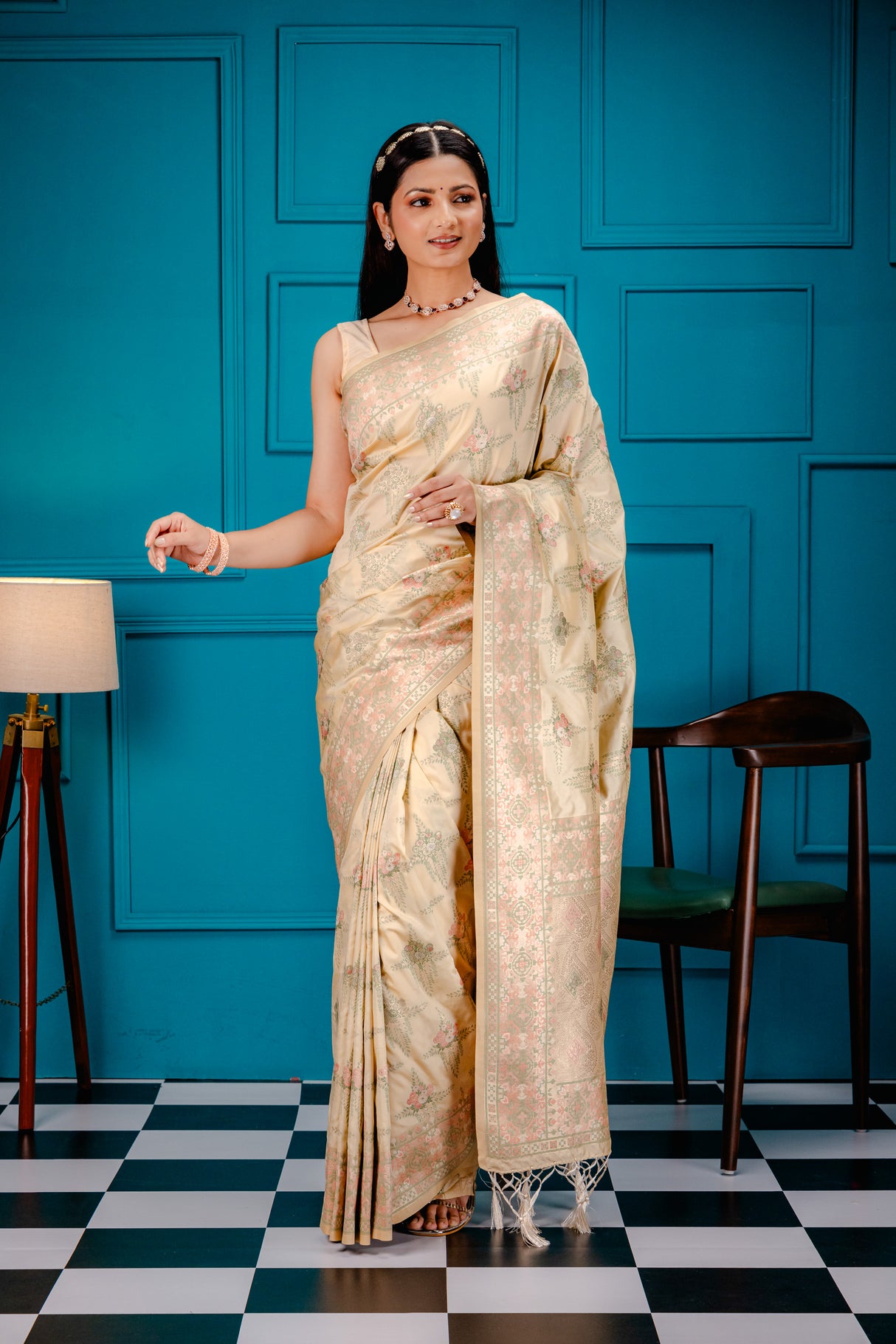 Mimosa Women's Woven Design Kanjivaram Style Art Silk Saree With Blouse Piece : SA00001663TSFREE