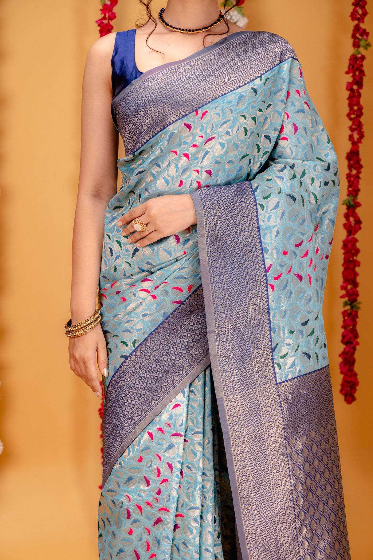 Mimosa Women's Woven Design Kanjivaram Style Art Silk Saree With Blouse Piece : SA00001596SFFREE